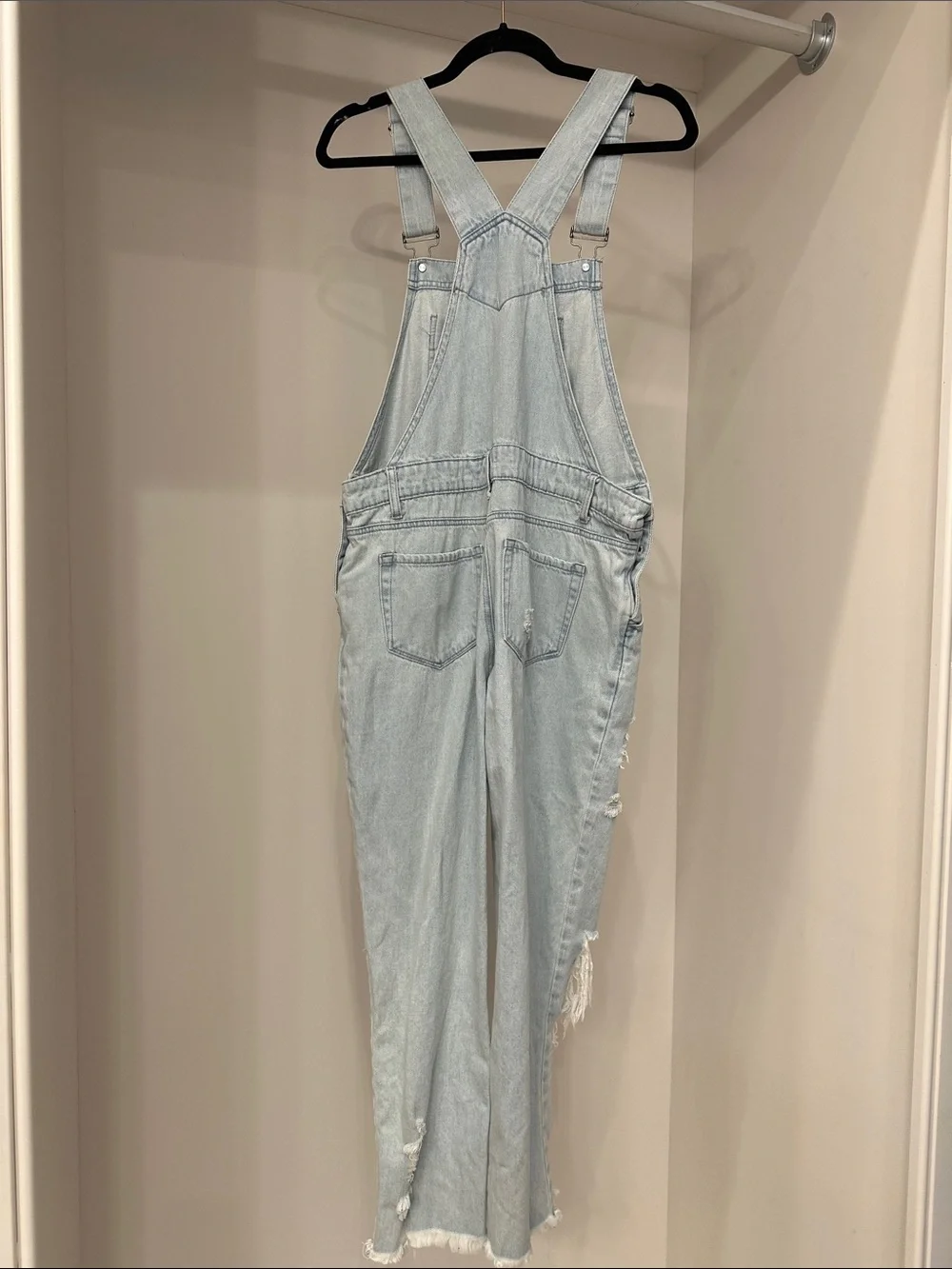 Pink Lily small Light Wash Distressed Denim Overalls. Great condition. - Picture 2 of 4